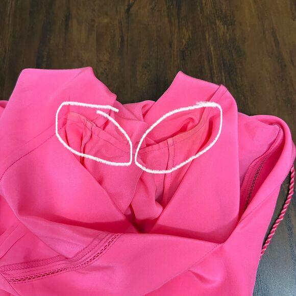 LILLY PULITZER Saria Top Blouse Pink Silk Satin Puff Sleeve Tasseled - Picture 8 of 13